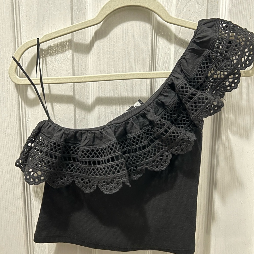 Express One Shoulder Ruffle crop top